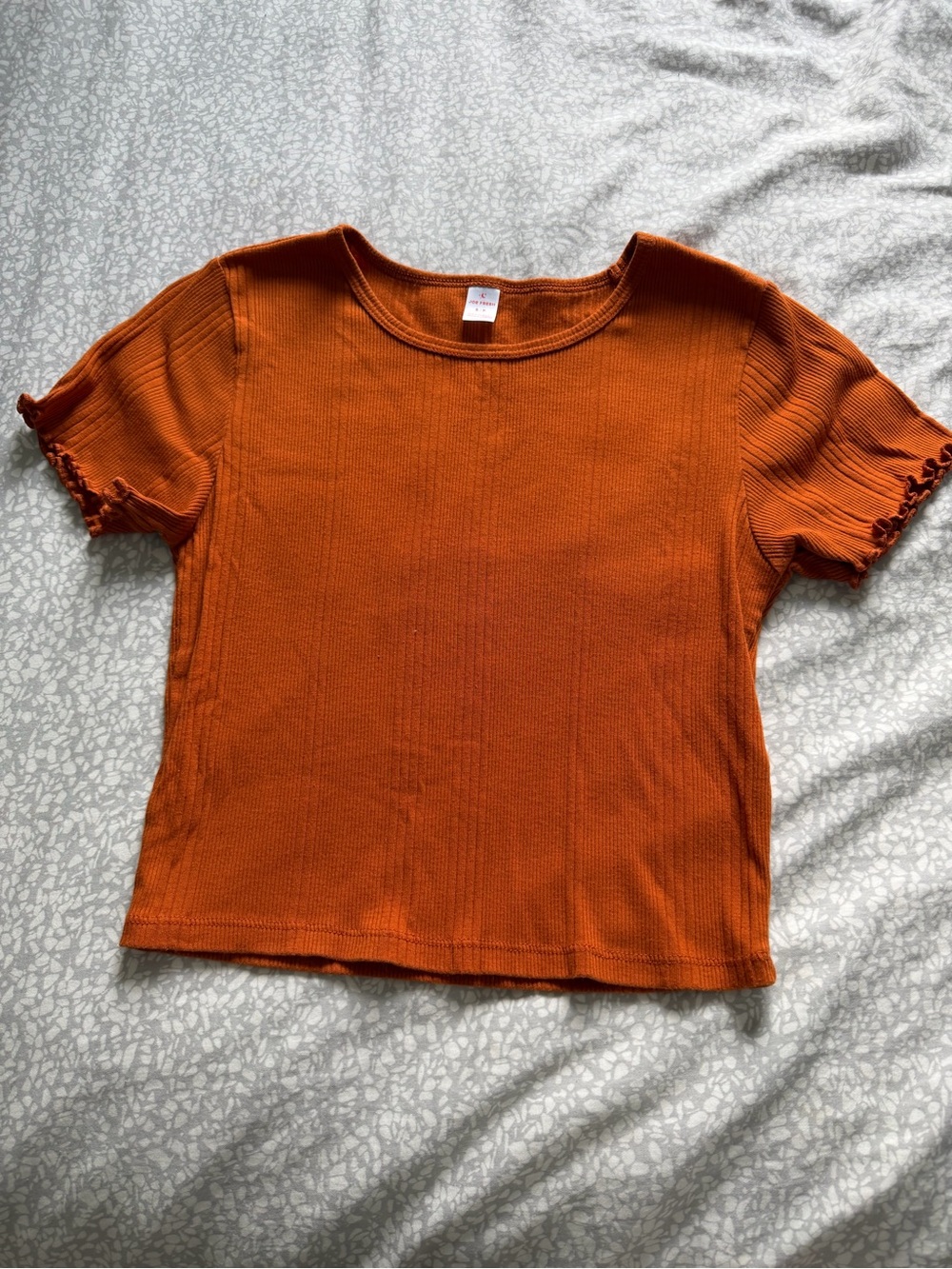 Joe Fresh Ribbed Short Sleeve Tee in Rust Orange